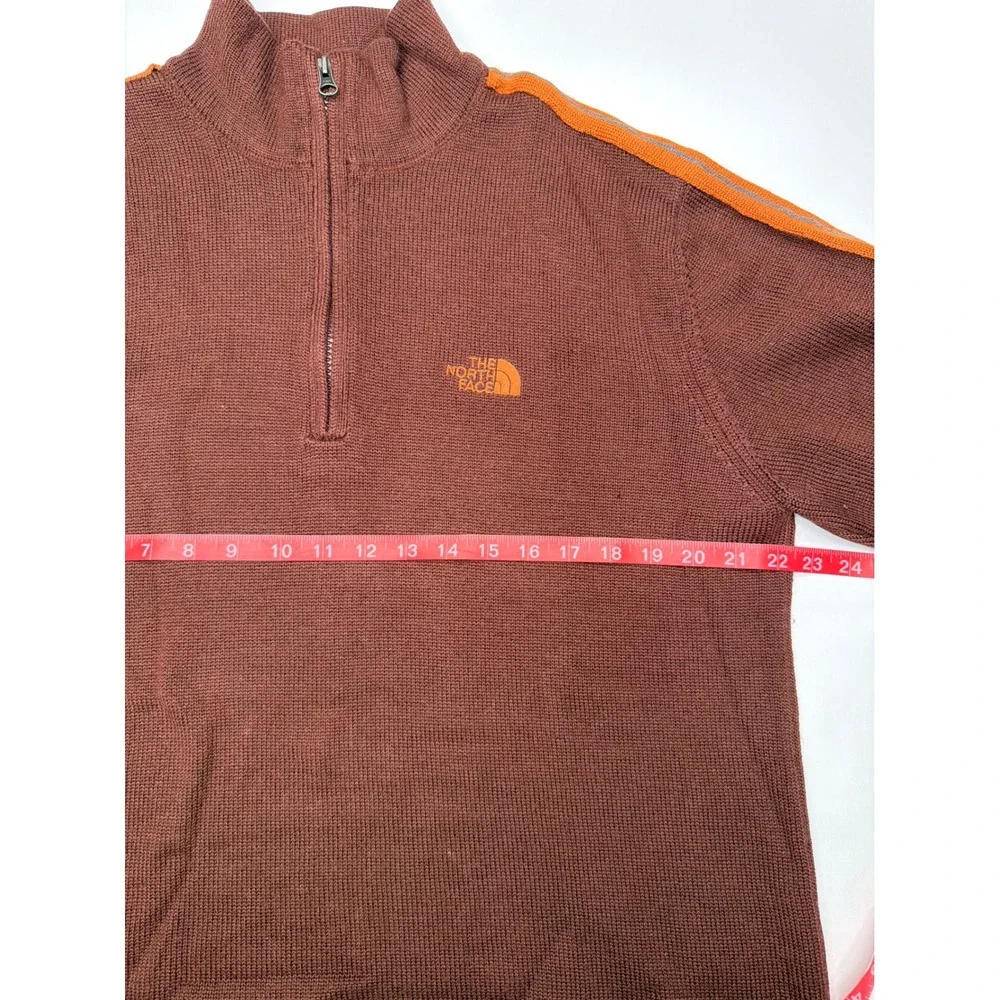The‎ North Face Mens Large Brown Quarter Zip Sweater Orange Stripe Gorpcore